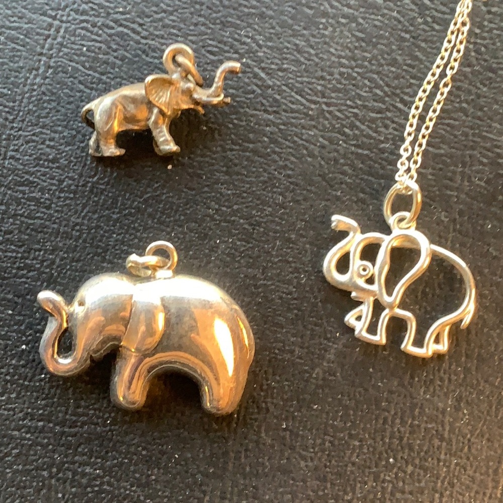 . 925 Baby elephant charms Necklace 3pc